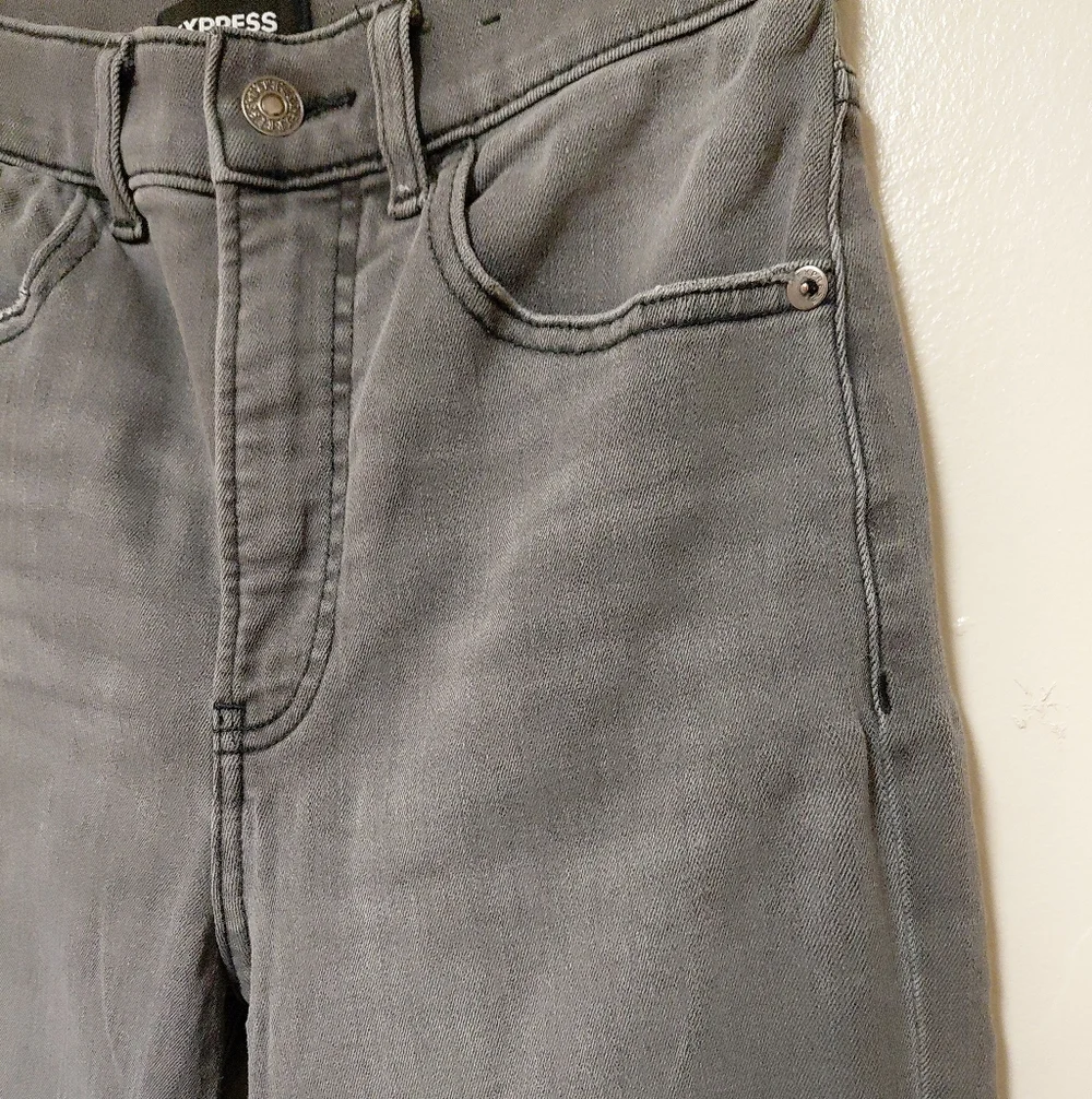Express Super Highrise Grey Mom Jeans Size 0 Regular - Picture 6 of 12